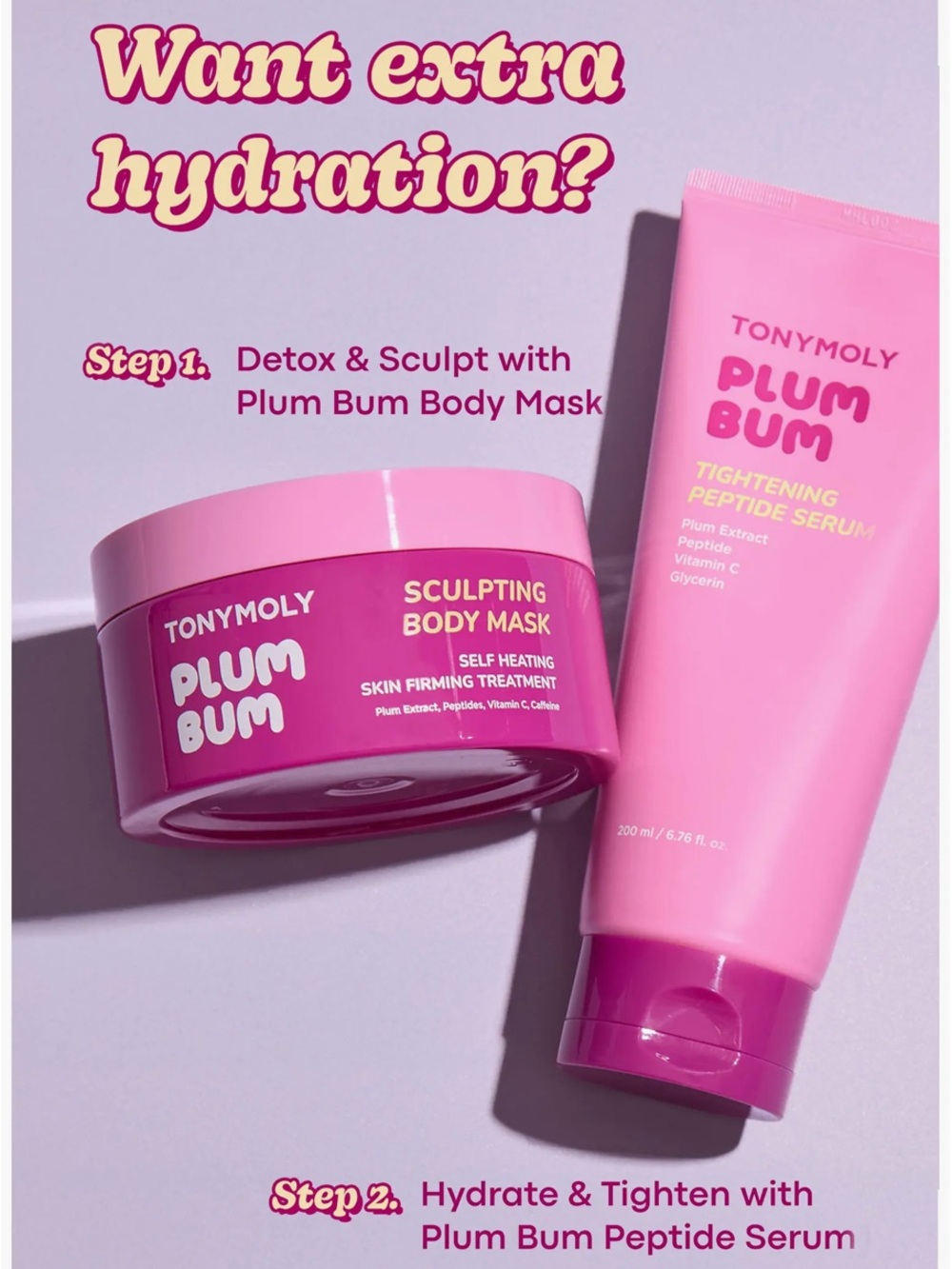 TONYMOLY Plum Bum Sculpting Body Mask & Peptide Serum Set